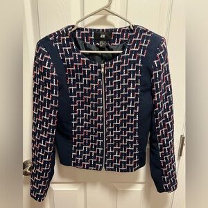 H&M Women's Navy and Red Geometric Blazer
